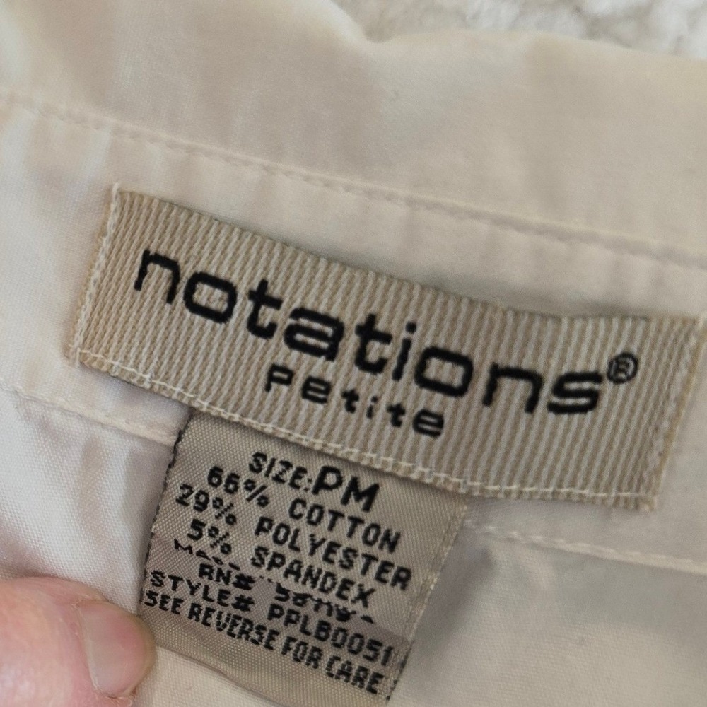 Notations Button Down Shirt Womens PM (S) White Professional 3/4 Sleeve Tailored - Picture 3 of 9